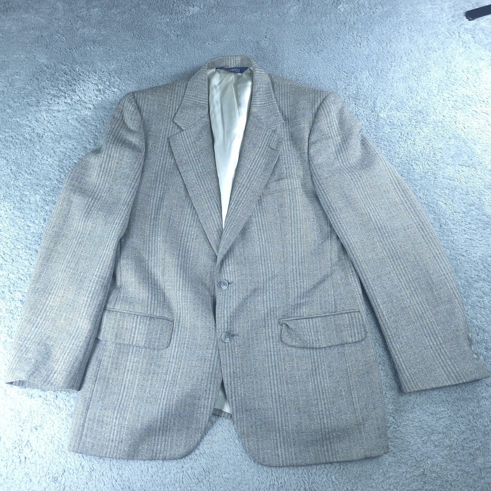 Vintage Burberrys Sport Coat Mens 44 Gray Wool Herringbone Tweed Jacket USA